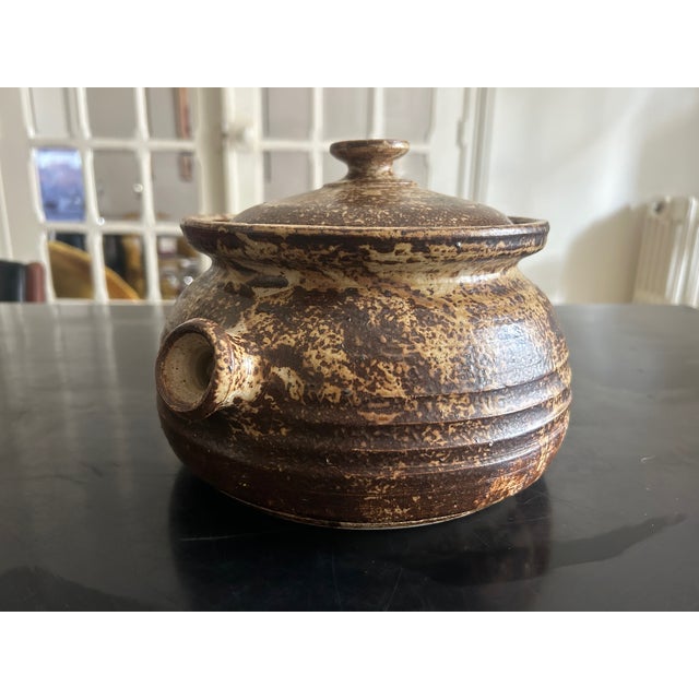 Brutalist Stoneware Covered Pot from Alain Rech, 1970s For Sale - Image 3 of 12