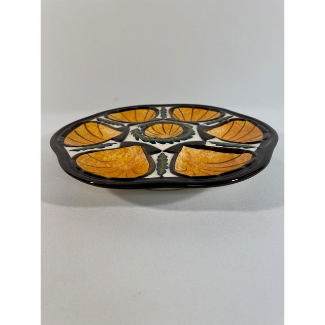 French Country 1950s French Saint Jean De Bretagne Majolica Oyster Plate For Sale - Image 3 of 15
