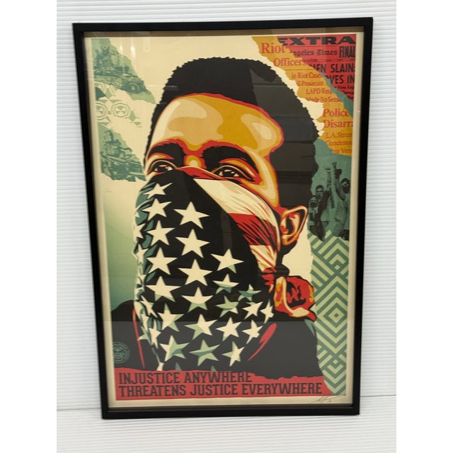 Red Shepard Fairey “Injustice Anywhere Threatens Justice Everywhere” Signed Lithograph For Sale - Image 8 of 12