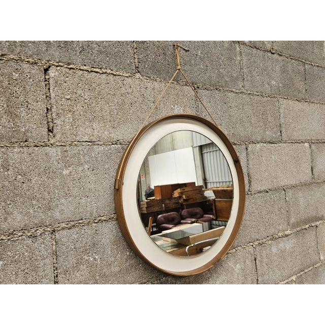 Vintage Round Wall Mirror in PVC and Eco-Leather, 1970 For Sale - Image 11 of 11