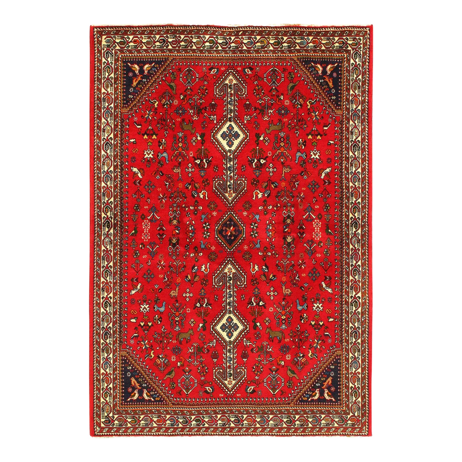 2020s Red Persian Afshar Rug | Chairish