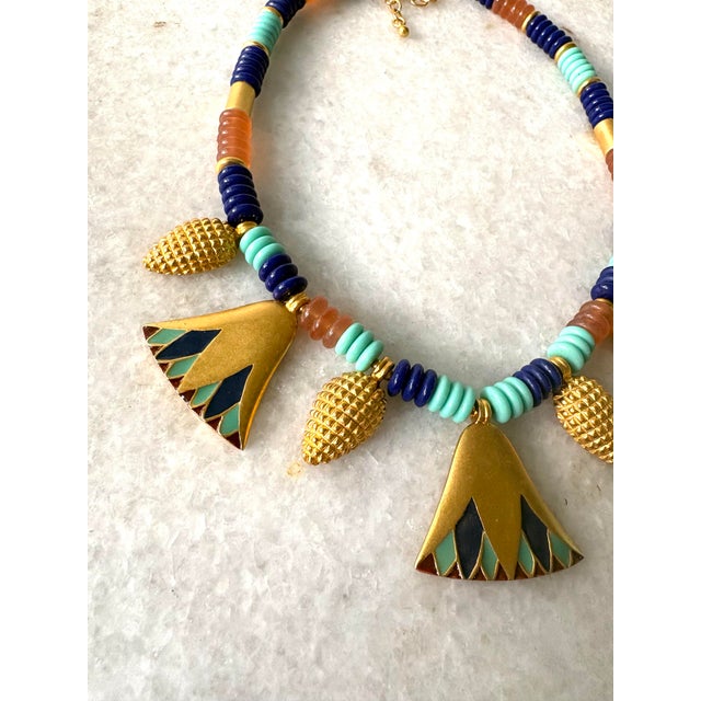 Mma Gold Tone and Glass Art Museum Collection Necklace For Sale - Image 4 of 4