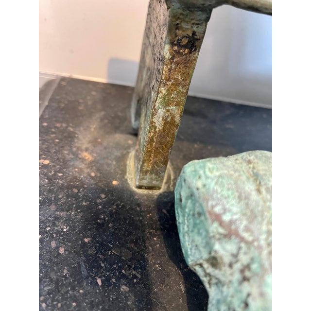 Nicky Imber, Heavy Bronze Sculpture Austrian Israeli judaica Jewish Couple Bench Nicky Imber, c.1960s For Sale - Image 12 of 16