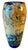Abstract Textural Art Glass Amber Blue Ovoid Vase For Sale - Image 9 of 17