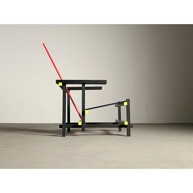 Modern Red and Blue Chair by Gerrit Rietveld for Gerard Van De Groenekan, 1970 For Sale - Image 3 of 13