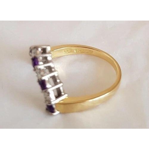 Metal 18ct Gold Diamond & Amethyst Dress Ring, 1995 For Sale - Image 7 of 12