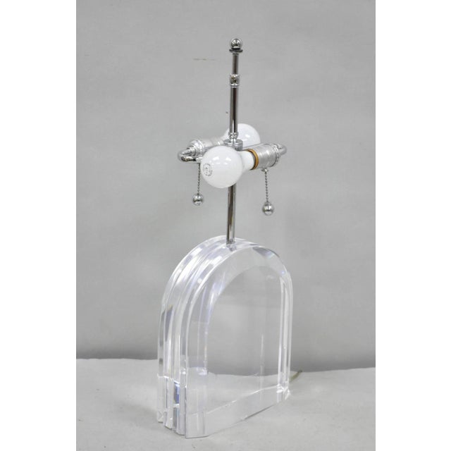 White Vintage Les Prismatiques Heavy Lucite Acrylic Waterfall Arch Chrome Table Lamp For Sale - Image 8 of 14