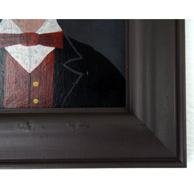 Matt Rix, Naive Portrait of Victorian Gentleman in Top Hat, Oil on Board, Framed For Sale - Image 6 of 14