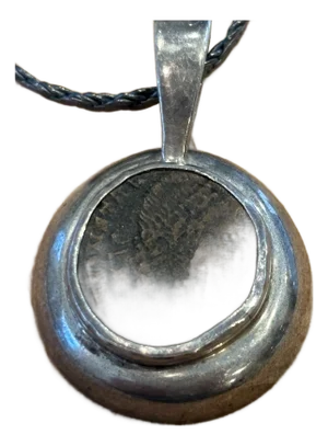 Antique Pendant With Coin of Emporer Constantine II W Sterling Silver