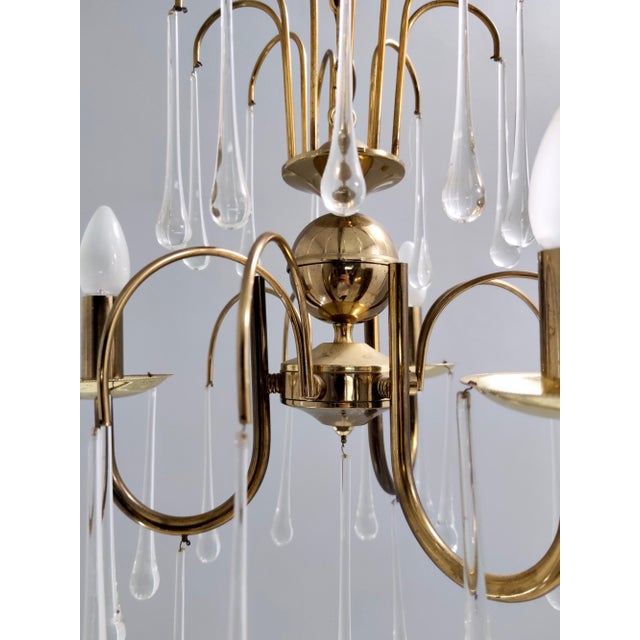 Vintage Italian Murano Glass Teardrop Chandelier from Venini, 1970s For Sale - Image 14 of 17