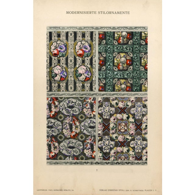 Decorative Arts • Germany • 1914 Set of Five Oskar Haebler Pochoir Design Plates Ex–marshall Field & Co. For Sale - Image 4 of 7