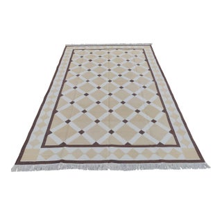 Cotton Vegetable Dyed Handmade Reversible Diamond Cross Rug For Sale