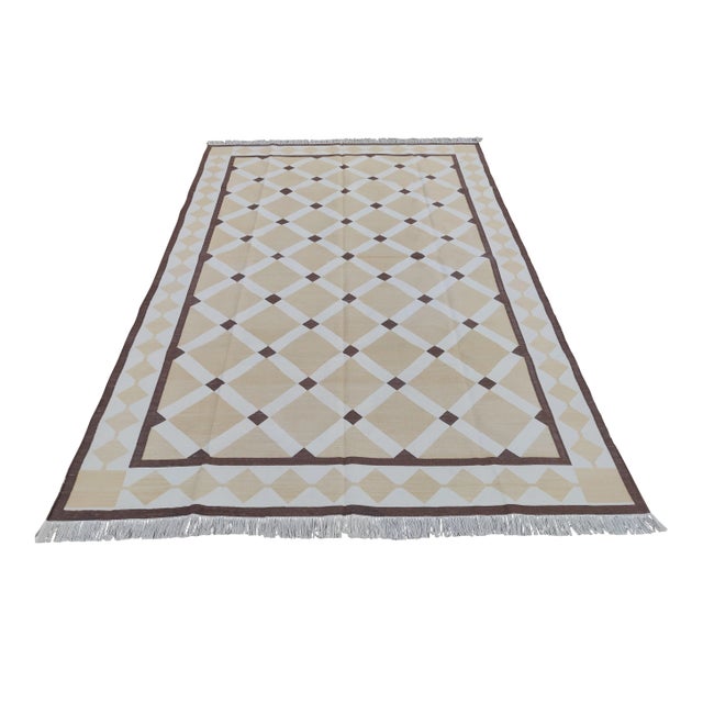 Cotton Vegetable Dyed Handmade Reversible Diamond Cross Rug For Sale