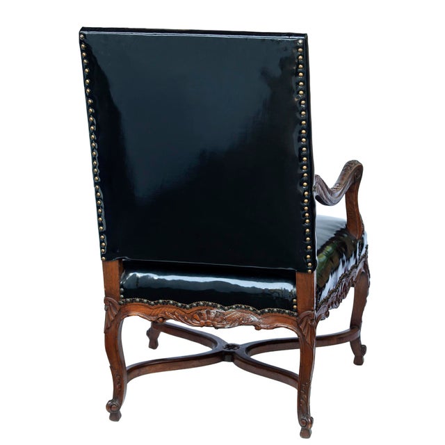 Vintage French Black Patent Leather Chair For Sale In Los Angeles - Image 6 of 7