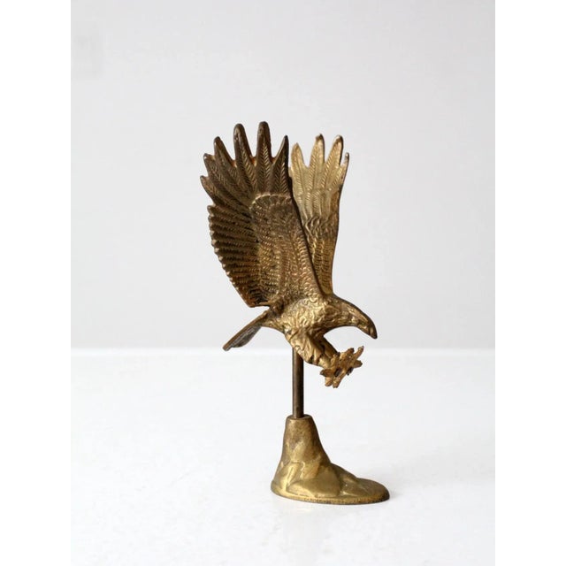 Mid 20th Century Vintage Brass Eagle Sculpture For Sale - Image 5 of 11
