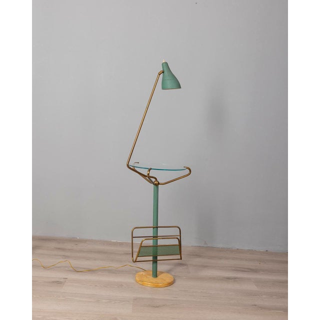 Vintage Italian Coffee Table with Lamp and Magazine Rack For Sale - Image 11 of 11