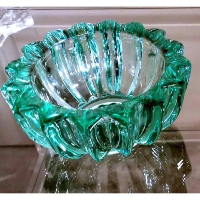 Art Deco Green Molded Glass Bowl by Pierre Davesn, 1930s For Sale - Image 11 of 13
