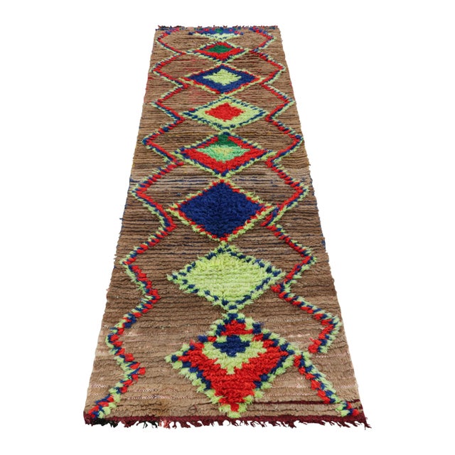1950s Vintage Moroccan Runner Rug With Colorful Geometric Medallions - Rug & Kilim For Sale - Image 5 of 7