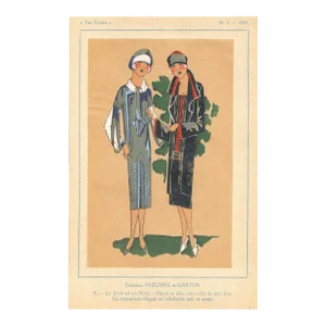 1925 French Art Deco Fashion Pochoir, Matted
