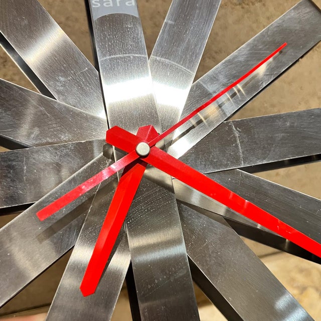 Metal Modern Metal Sara Ribbon Wall Clock For Sale - Image 7 of 8