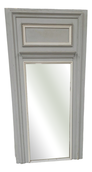 Louis XVI Style Overmantel Mirror in Wood and Patinated Stucco
