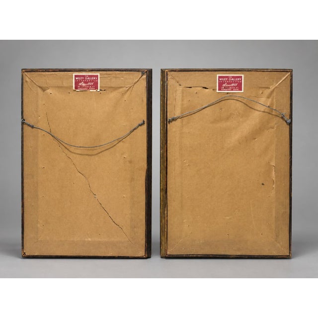 Pair Chinese Qing Court Costume Lithographs in Elaborate Gilt Frames, C. 1900 For Sale - Image 9 of 9