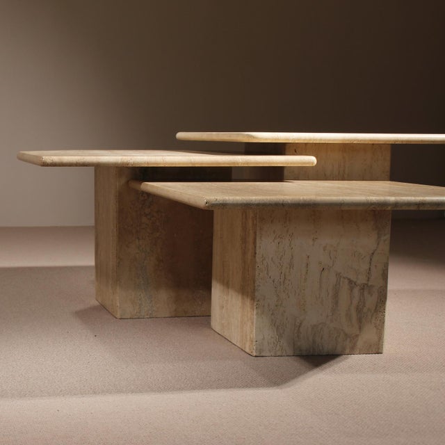 1970s Nesting Table in Travertine, 1970s, Set of 3 For Sale - Image 5 of 15