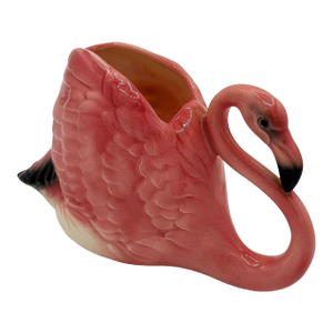 Rare Mid 20th Century Ceramic Pink Flamingo Flower Table Planter Signed Will-George