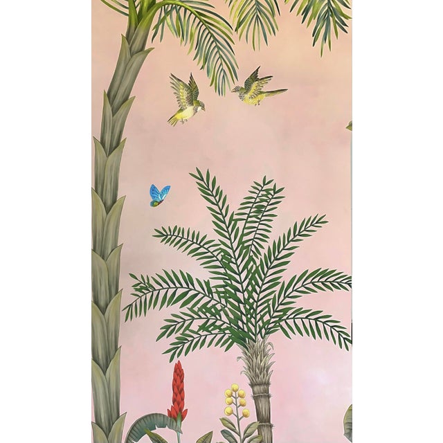 Pink W36”* H100”/Panel, Palm Tree Wallpaper , Pink Wallpaper, a Set of 5 Panels For Sale - Image 8 of 14