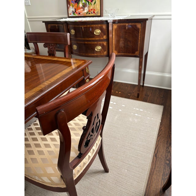 Kindel Furniture Set of 6 Vintage Kindel Neoclassical Mahogany Dining Room Chairs For Sale - Image 4 of 7