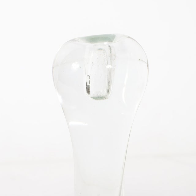 1970s Pair of Signed Renato Anatra Transparent Sculptural Murano Glass Candlesticks For Sale - Image 5 of 17