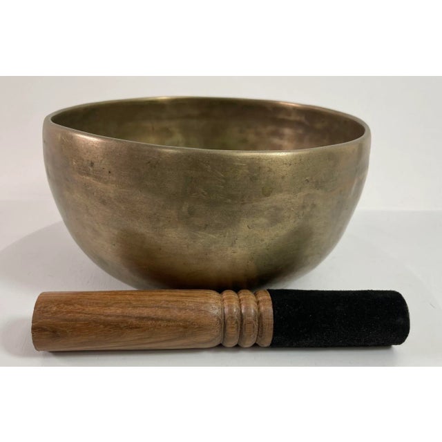 Large Hammered Brass Singing Bowl Nepal 1950s For Sale - Image 12 of 12