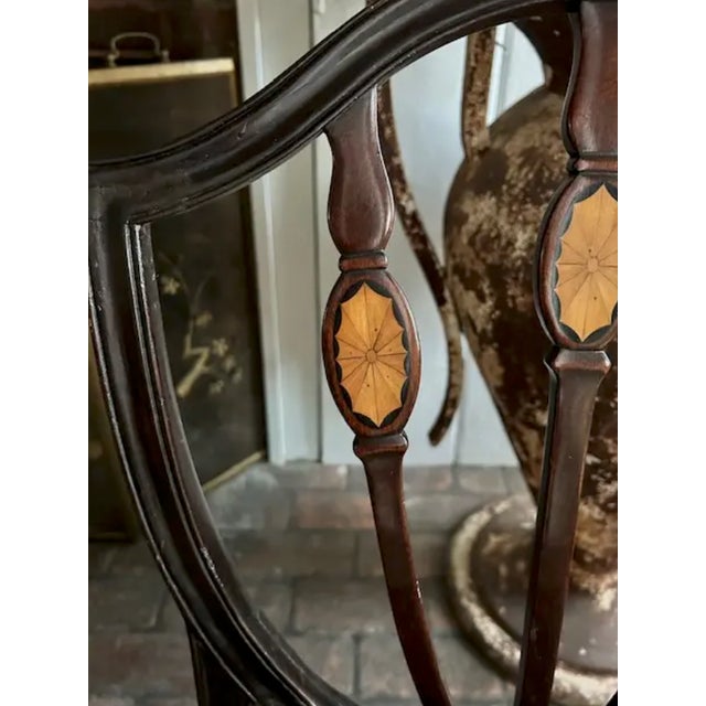 Wood Federal Shield Back Chair With Inlaid Marquetry and Nailheads For Sale - Image 7 of 11