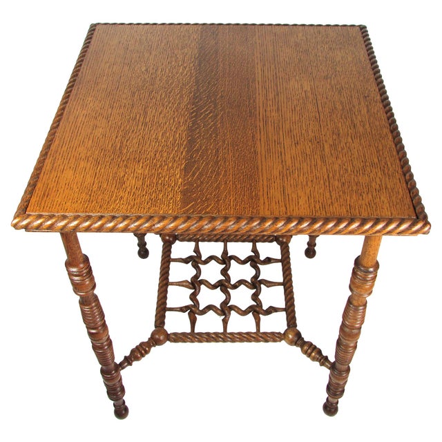 Antique Tiger Oak Parlor Table With Carved Base Chairish