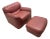 Late 20th Century Postmodern Overstuffed Leather Club Chair and Ottoman in Dusty Rose Leather by Leathercraft For Sale