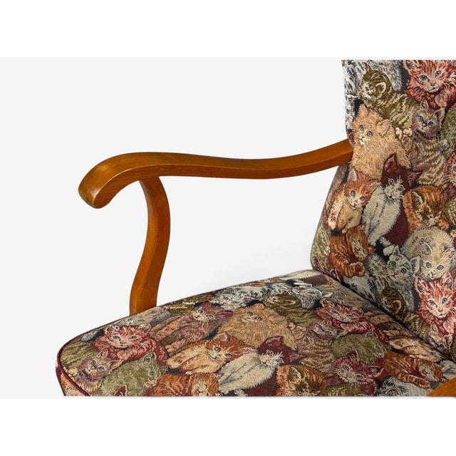 Swedish Modern, Wingback Lounge Chair, Birch, Fabric, Sweden, 1950s For Sale In New York - Image 6 of 12