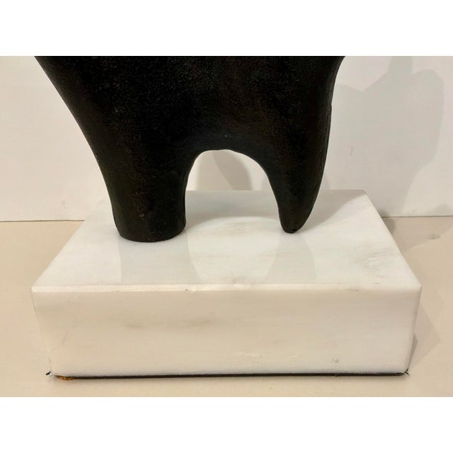 Stylish Villa & House Abstract Modern Bronze Henry Sculpture, white stone base, showroom floor sample