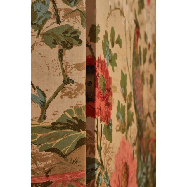 Vintage Scandinavian Chinoiserie Wood and Printed Fabric Room Divider For Sale - Image 9 of 18