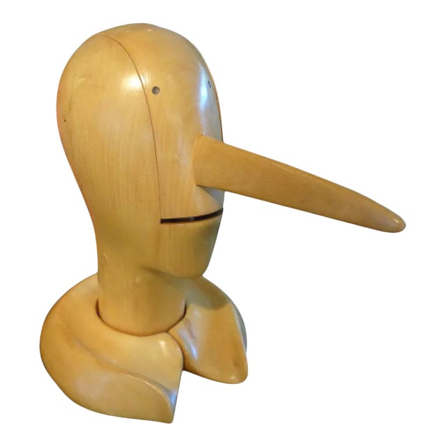 Vintage Carved Wood Pinocchio Sculpture For Sale