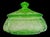 Rare Anchor Hocking Cameo, also known as Ballerina or Dancing Girl, covered candy jar in luminous green uranium glass...