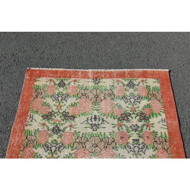Red 1970s Turkish Floral Handmade Rug For Sale - Image 8 of 10