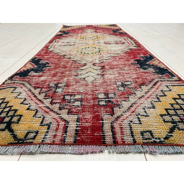 Mid 20th Century Anatolian Oushak Door Mat Rug For Sale - Image 4 of 5