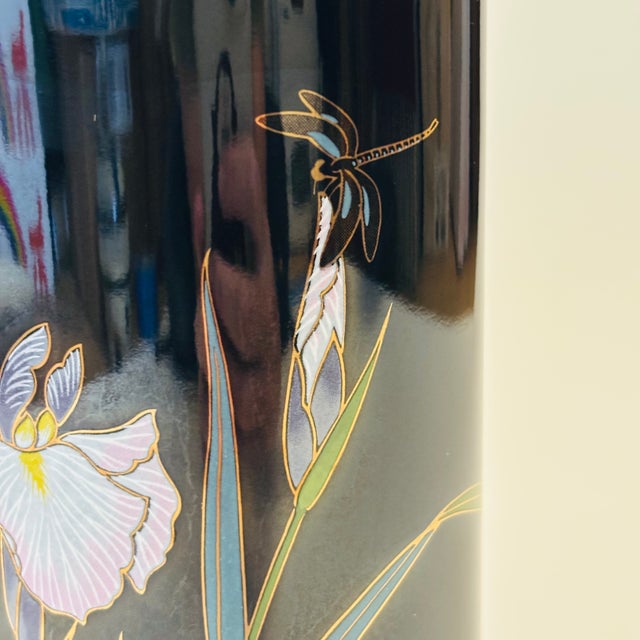 Tall Black Iris Vase For Sale - Image 4 of 9
