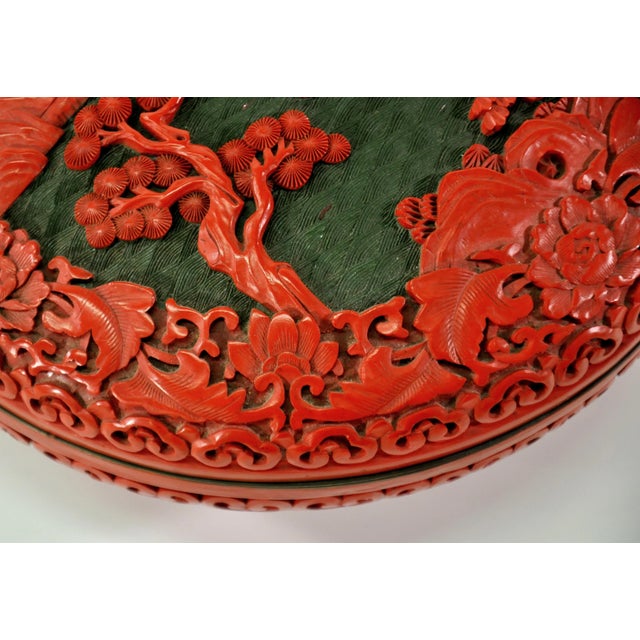 Chinese Large Domed Chinese Cinnabar Box For Sale - Image 3 of 12