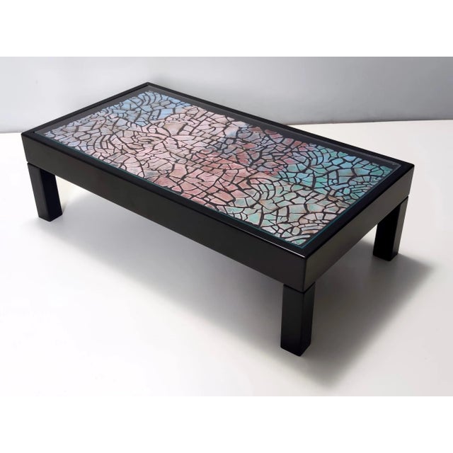 Vintage Rectangular Lacquered Beach Coffee Table with Colorful Plaster Relief, 1980s For Sale - Image 12 of 12