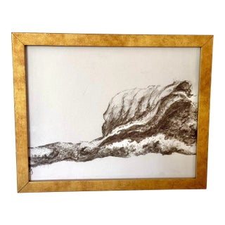 Contemporary Abstract Charcoal Drawing by Krista Everage on Rag Paper, With Wood Gilt Frame, Ready to Hang (Uv Plexiglass Face) For Sale