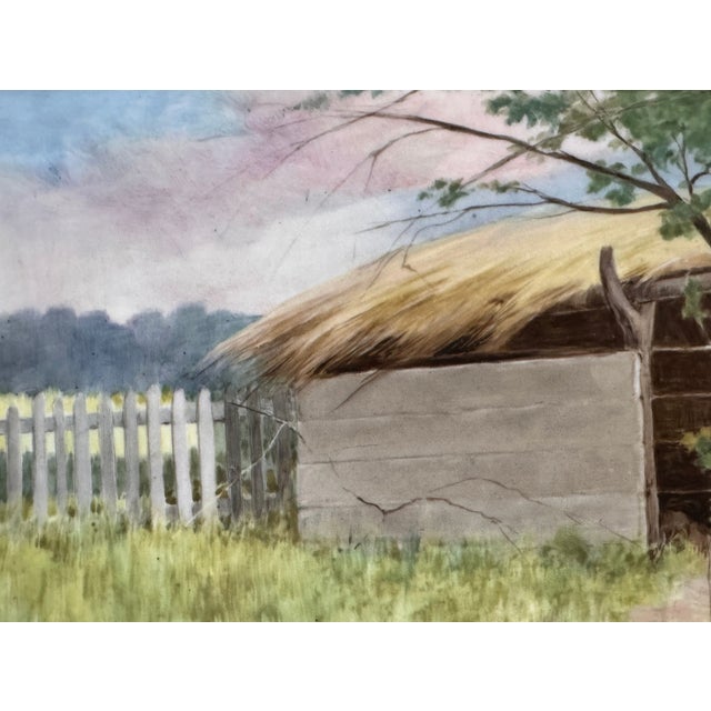 Ceramic Early 20th Century "Chickens Foraging in a Barnyard," Oil Painting on Porcelain Plaque by Paul E. Harney Jr (1850-1915) For Sale - Image 7 of 15