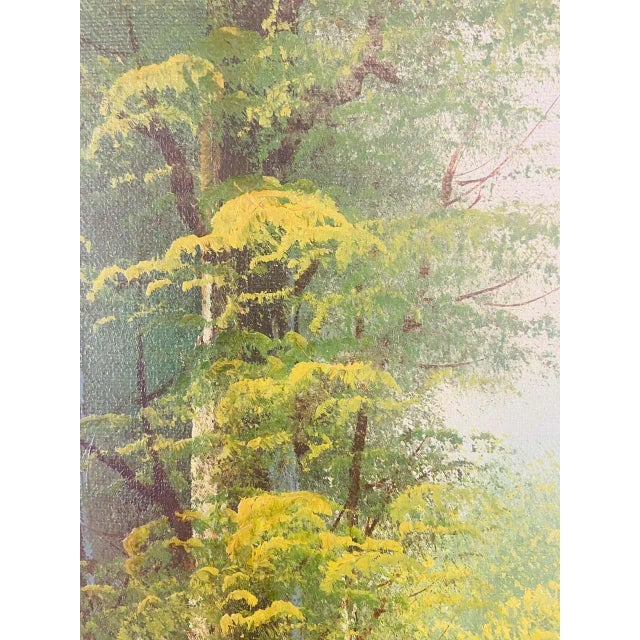 Green Landscape Oil on Canvas Framed Painting Signed Artist Bowen For Sale - Image 8 of 12