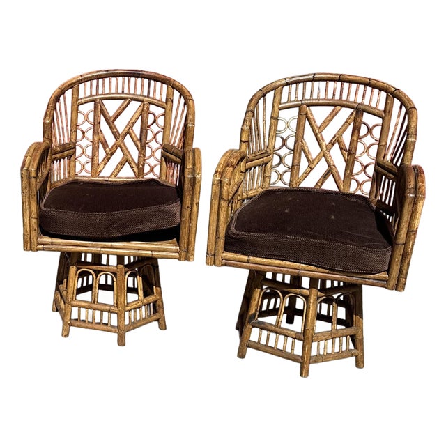 Bamboo Rattan Brighton Pavilion Chairs - Pair For Sale
