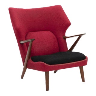 Kurt Olsen Model 221 Wingback Lounge Chair in Teak For Sale